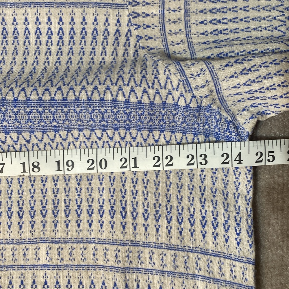 Anthropologie‎ Maeve Lena Blue/Ivory Yarn Dyed Balloon Sleeve Oversized Size XS - Picture 12 of 14